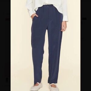 XiRENA 100% Silk Mercer Straight Leg Pant Navy Blue Small NWT Luxury Lightweight